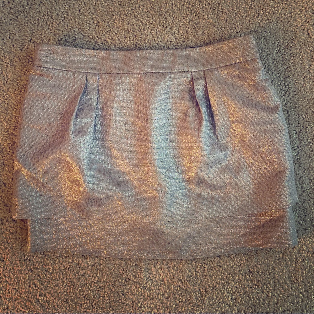Express sparkly silver tiered miniskirt